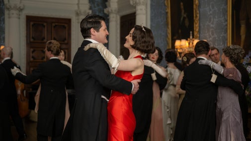 Two figures dancing at Claydon House, Buckinghamshire